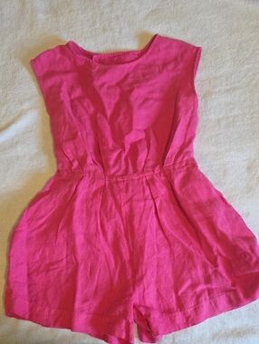 Zara Hot Pink Sleeveless Linen Romper